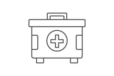 İlk yardım kiti ince çizgi simgesi, vektör, piksel mükemmel, illüstratör dosyası