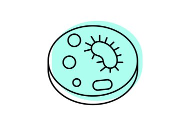 Mikroorganizma renk gölge ince çizgi simgesi, vektör, piksel mükemmel, illüstratör dosyası