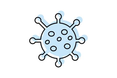 Coronavirus renk gölge ince çizgi simgesi, vektör, piksel mükemmel, illüstratör dosyası