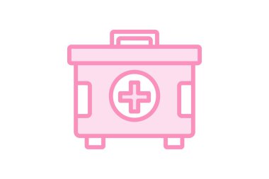 İlk Yardım Kit duoton çizgi simgesi, vektör, piksel mükemmel, illüstratör dosyası