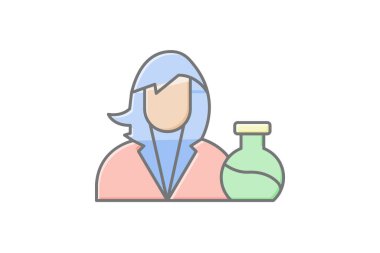 Laboratuvar Teknisyeni renk simgesi, vektör, piksel mükemmel, illüstratör dosyası