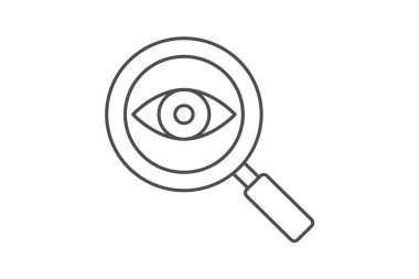 Göz Büyütücü Cam İnce Çizgi simgesi, vektör, piksel mükemmel, illüstratör dosyası