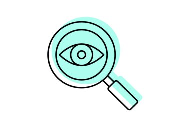 Göz Büyütücü Cam Renk İnce Çizgisi simgesi, vektör, piksel mükemmel, illüstratör dosyası