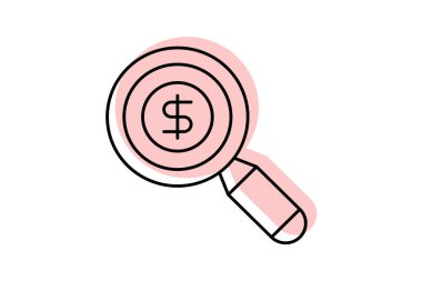 Arama Para gölgesi ince çizgi simgesi, vektör, piksel mükemmel, illüstratör dosyası