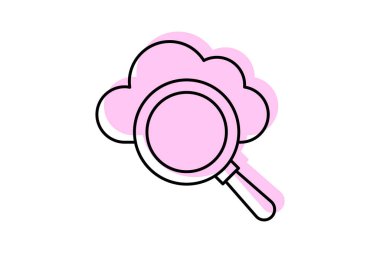 Bulut Arama renk gölge ince çizgi simgesi, vektör, piksel mükemmel, illüstratör dosyası