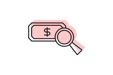 Arama Para gölgesi ince çizgi simgesi, vektör, piksel mükemmel, illüstratör dosyası