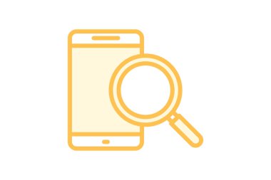 Telefon Büyüteç duoton satır simgesi, vektör, piksel mükemmel, illüstratör dosyası