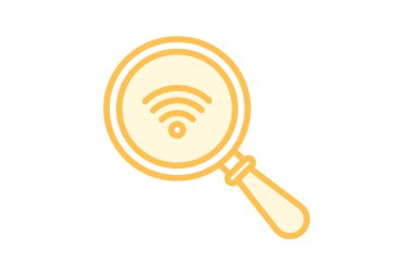 Büyüteç Wi-Fi sinyal duoton çizgi simgesi, vektör, piksel mükemmel, illüstratör dosyası