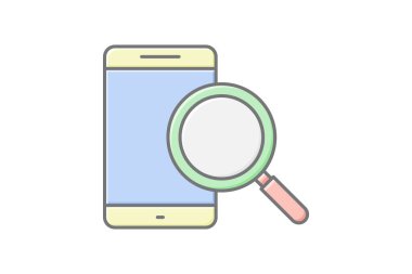 Telefon Büyüteci çizgi simgesi, vektör, piksel mükemmel, illüstratör dosyası