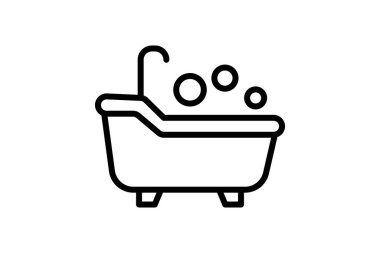 Küvet çizgisi simgesi, vektör, piksel mükemmel, illüstratör dosyası