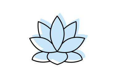 Lotus çiçeği renk gölge ince çizgi simgesi, vektör, piksel mükemmel, illüstratör dosyası