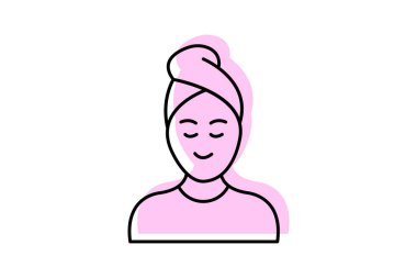 Spa Kadını renk gölge ince çizgi simgesi, vektör, piksel mükemmel, illüstratör dosyası