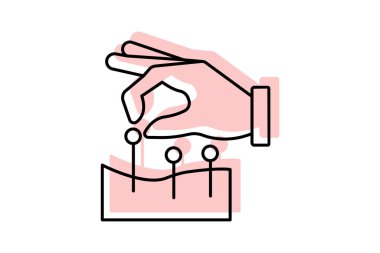 Akupunktur renk gölgesi ince çizgi simgesi, vektör, piksel mükemmel, illüstratör dosyası