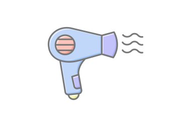 Saç kurutma doğrusal renk simgesi, vektör, piksel mükemmel, illüstratör dosyası