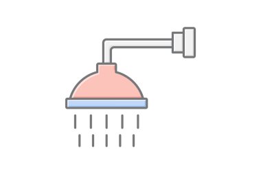 Duş doğrusal renk simgesi, vektör, piksel mükemmel, illüstratör dosyası