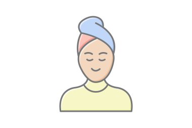 Spa Kadını doğrusal renk simgesi, vektör, piksel mükemmel, illüstratör dosyası