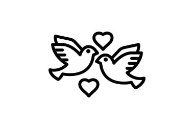 Aşk Kuşları çizgi simgesi, vektör, piksel mükemmel, illüstratör dosyası