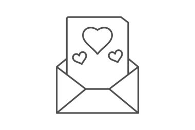 Aşk Harfi İnce Çizgisi simgesi, vektör, piksel mükemmel, illüstratör dosyası