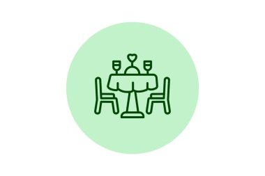 Romantik Akşam Yemeği beşgeni, vektör, piksel mükemmel, illüstratör dosyası