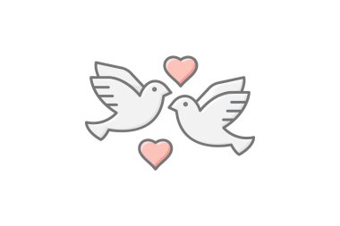 Aşk Kuşları doğrusal renk simgesi, vektör, piksel mükemmel, illüstratör dosyası