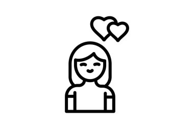 Aşık Kız çizgi simgesi, vektör, piksel mükemmel, illüstratör dosyası