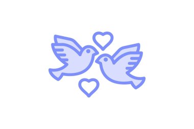 Aşk Kuşları çizgi ikonu, vektör, piksel mükemmel, illüstratör dosyası
