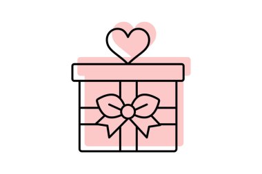 Hediye rengi gölge ince çizgi simgesi, vektör, piksel mükemmel, illüstratör dosyası