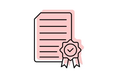 Denetim Sertifikası Renk Gölgesi İnce Çizgisi simgesi, vektör, piksel mükemmel, illüstratör dosyası