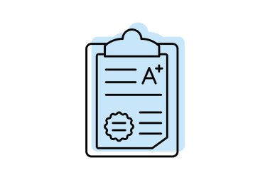 Teftiş Sonuç renk gölge ince çizgi simgesi, vektör, piksel mükemmel, illüstratör dosyası