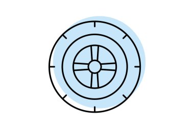 Tekerlek Teftişi renk gölge ince çizgi simgesi, vektör, piksel mükemmel, illüstratör dosyası
