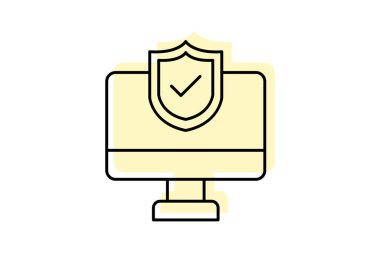 Kalkan renk gölge ince simge, vektör, piksel mükemmel, illüstratör dosyası