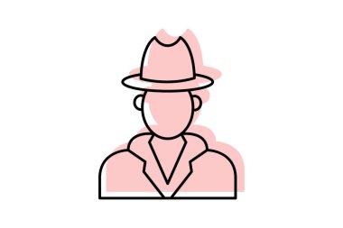 Müfettiş Şapka renk gölge ince çizgi simgesi, vektör, piksel mükemmel, illüstratör dosyası