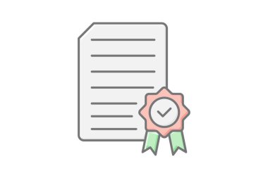 Denetim Sertifikası doğrusal renk simgesi, vektör, piksel mükemmel, illüstratör dosyası