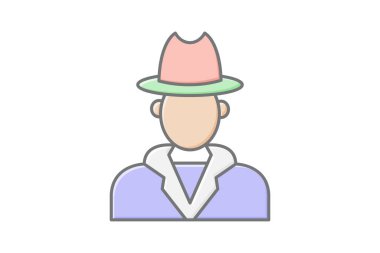 Müfettiş Şapka doğrusal renk simgesi, vektör, piksel mükemmel, illüstratör dosyası