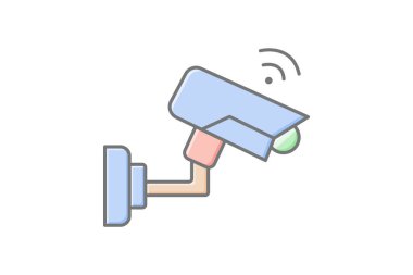 Güvenlik kamerası doğrusal renk simgesi, vektör, piksel mükemmel, illüstratör dosyası