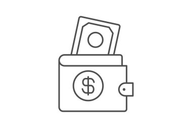 Nakit Cüzdan İnce Çizgisi simgesi, vektör, piksel mükemmel, illüstratör dosyası