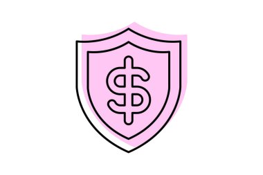 Güvenli Para gölgesi ince çizgi simgesi, vektör, piksel mükemmel, illüstratör dosyası