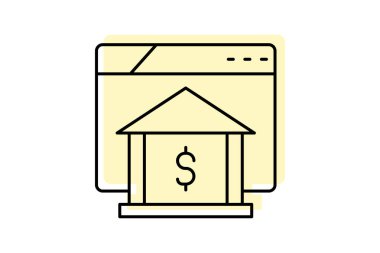 Bankacılık Web sitesi renk gölge inceliği simgesi, vektör, piksel mükemmel, illüstratör dosyası