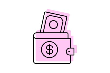 Para Cüzdanı renk gölge ince simgesi, vektör, piksel mükemmel, illüstratör dosyası