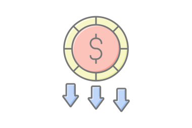 Para Kaybı doğrusal renk simgesi, vektör, piksel mükemmel, illüstratör dosyası