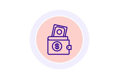 Cash Cüzdanı renk çemberi simgesi, vektör, piksel mükemmel, illüstratör dosyası