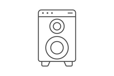 Hoparlörler ince çizgi simgesi, vektör, piksel mükemmel, çizer dosyası