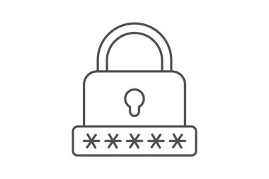 Parola Yöneticisi ince çizgi simgesi, vektör, piksel mükemmel, illüstratör dosyası