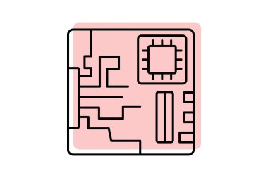 Anakart renk gölge ince çizgi simgesi, vektör, piksel mükemmel, illüstratör dosyası