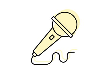 Mikrofon renk gölge ince çizgi simgesi, vektör, piksel mükemmel, illüstratör dosyası