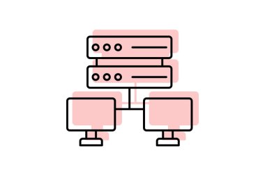 Ağ eklenmiş renk gölge ince çizgi simgesi, vektör, piksel mükemmel, illüstratör dosyası