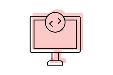 Uzak Masaüstü renk gölge ince çizgi simgesi, vektör, piksel mükemmel, illüstratör dosyası