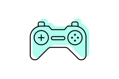 Gamepad renk gölge ince çizgi simgesi, vektör, piksel mükemmel, illüstratör dosyası