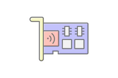 Ağ Kartı doğrusal renk simgesi, vektör, piksel mükemmel, illüstratör dosyası
