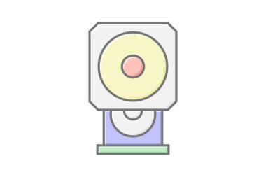 Optik Sürücü doğrusal renk simgesi, vektör, piksel mükemmel, illüstratör dosyası